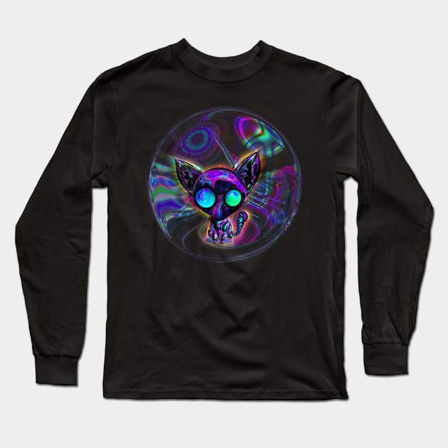 Bubble Tech Kitty Long Sleeve T-Shirt by Pebbles Joy Designs